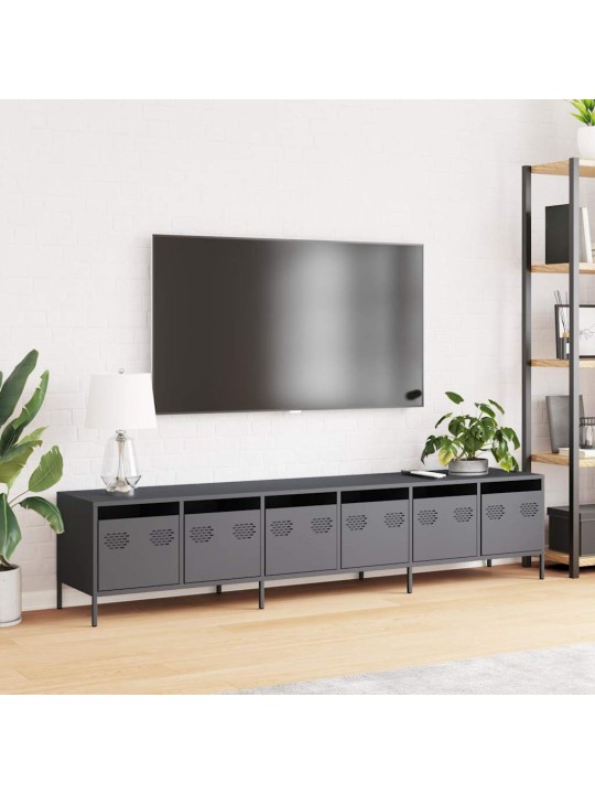 Tv kaappi antrasiitti 202x39x43,5 cm kylmävalssattu teräs