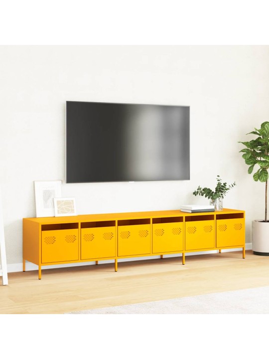 Tv kaappi sinapinkeltainen 202x39x43,5 cm kylmävalssattu teräs