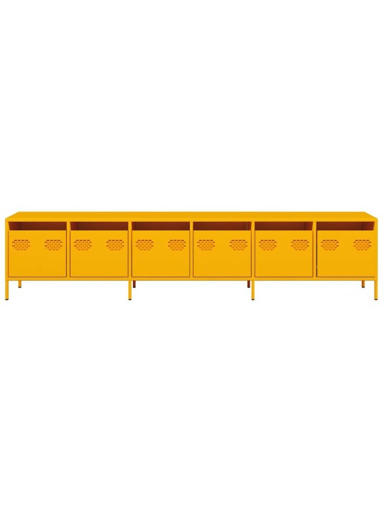 Tv kaappi sinapinkeltainen 202x39x43,5 cm kylmävalssattu teräs
