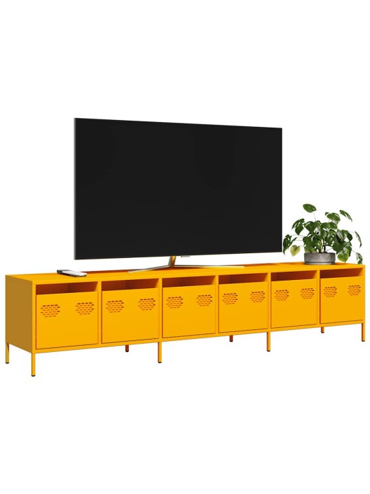 Tv kaappi sinapinkeltainen 202x39x43,5 cm kylmävalssattu teräs