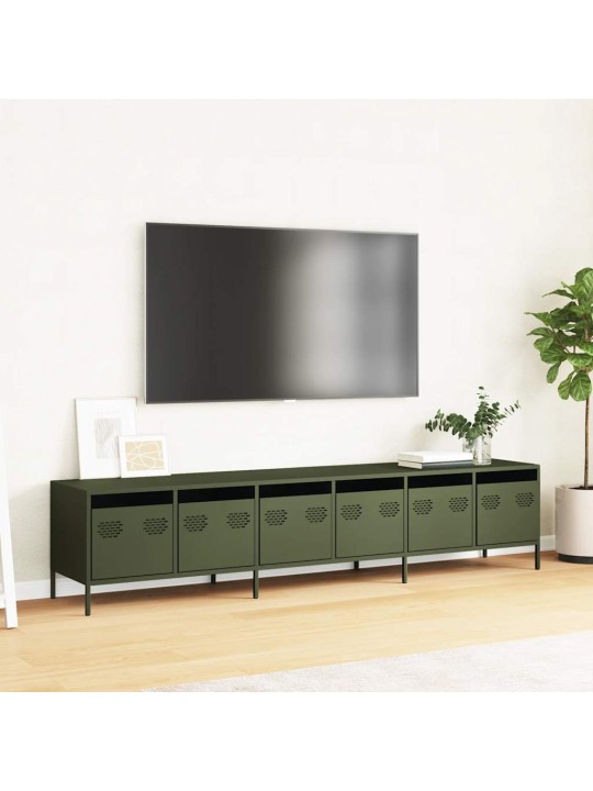 Tv kaappi oliivinvihreä 202x39x43,5 cm kylmävalssattu teräs