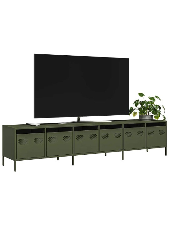 Tv kaappi oliivinvihreä 202x39x43,5 cm kylmävalssattu teräs