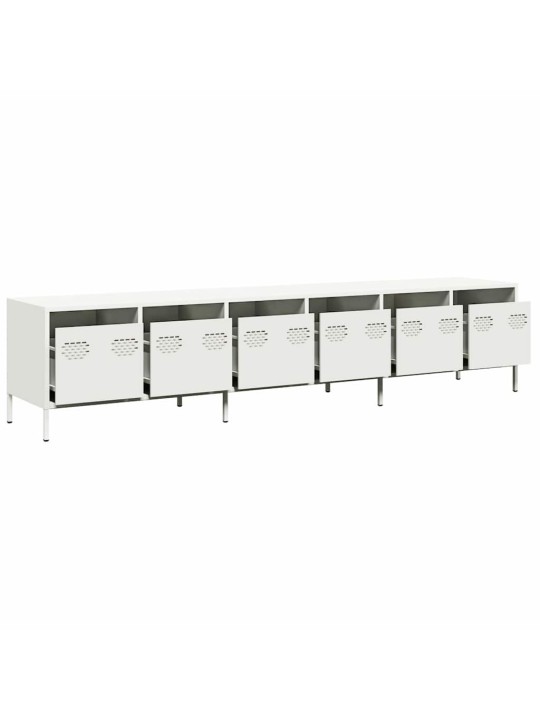Tv kaappi valkoinen 202x39x43,5 cm kylmävalssattu teräs