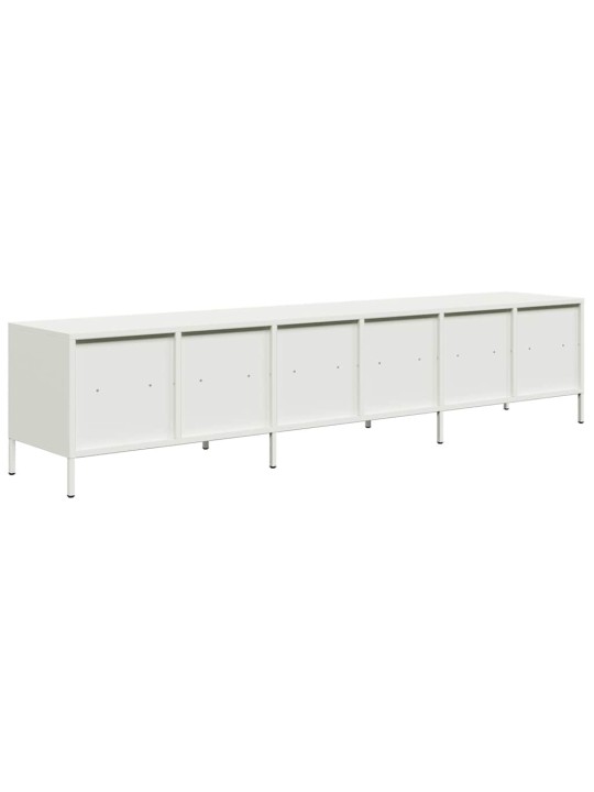 Tv kaappi valkoinen 202x39x43,5 cm kylmävalssattu teräs