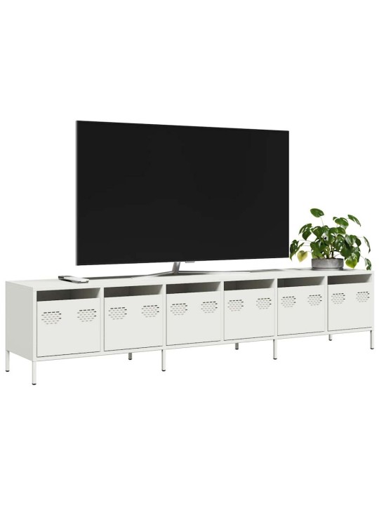 Tv kaappi valkoinen 202x39x43,5 cm kylmävalssattu teräs