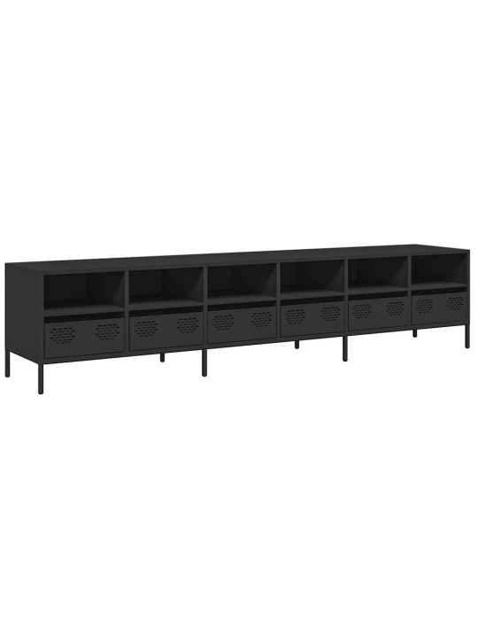 Tv-taso musta 202x39x43,5 cm kylmävalssattu teräs