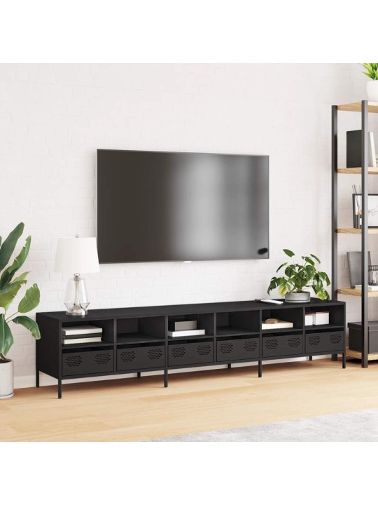 Tv-taso musta 202x39x43,5 cm kylmävalssattu teräs