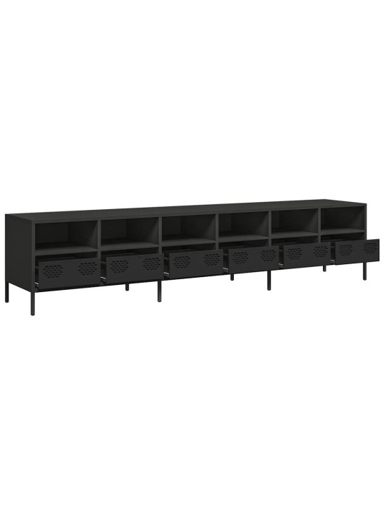 Tv-taso musta 202x39x43,5 cm kylmävalssattu teräs
