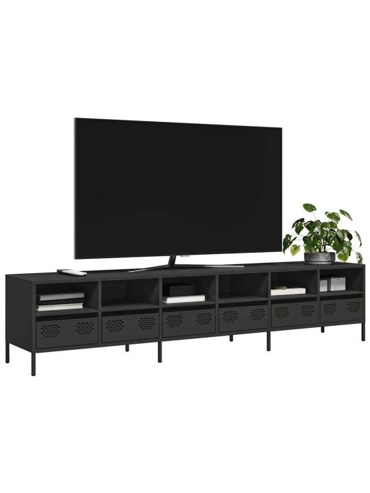 Tv-taso musta 202x39x43,5 cm kylmävalssattu teräs