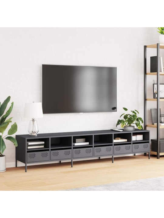 Tv kaappi antrasiitti 202x39x43,5 cm kylmävalssattu teräs