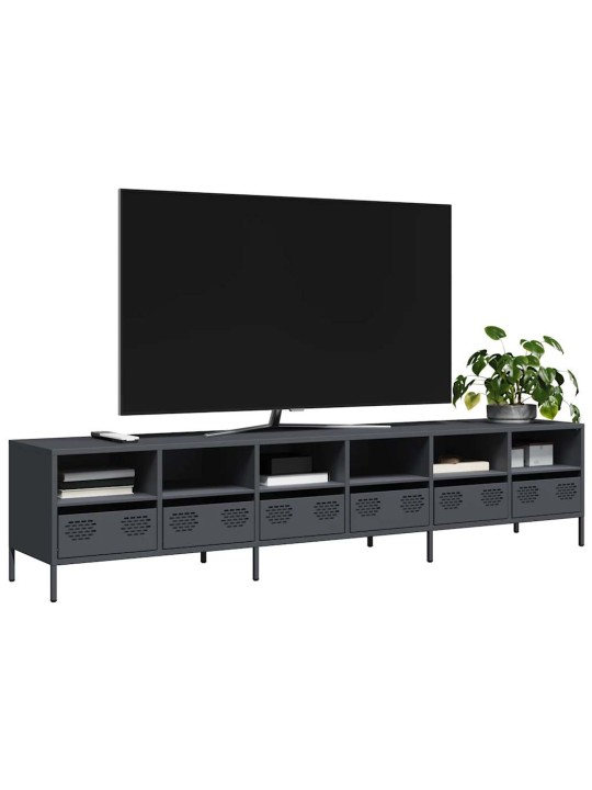Tv kaappi antrasiitti 202x39x43,5 cm kylmävalssattu teräs