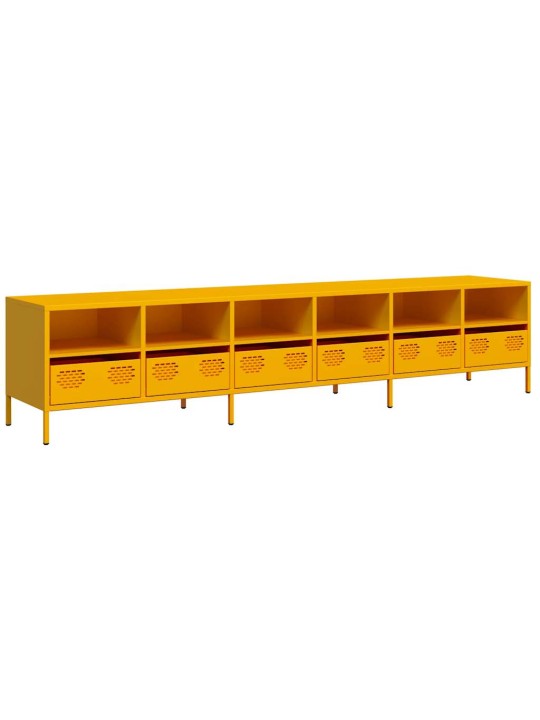 Tv kaappi sinapinkeltainen 202x39x43,5 cm kylmävalssattu teräs