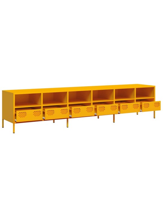Tv kaappi sinapinkeltainen 202x39x43,5 cm kylmävalssattu teräs