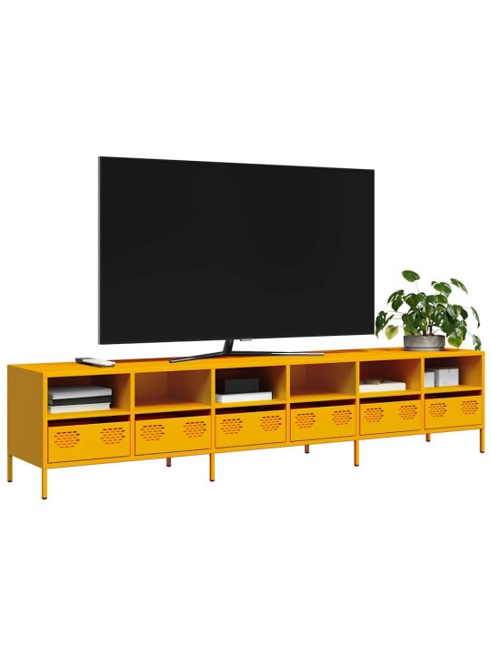 Tv kaappi sinapinkeltainen 202x39x43,5 cm kylmävalssattu teräs
