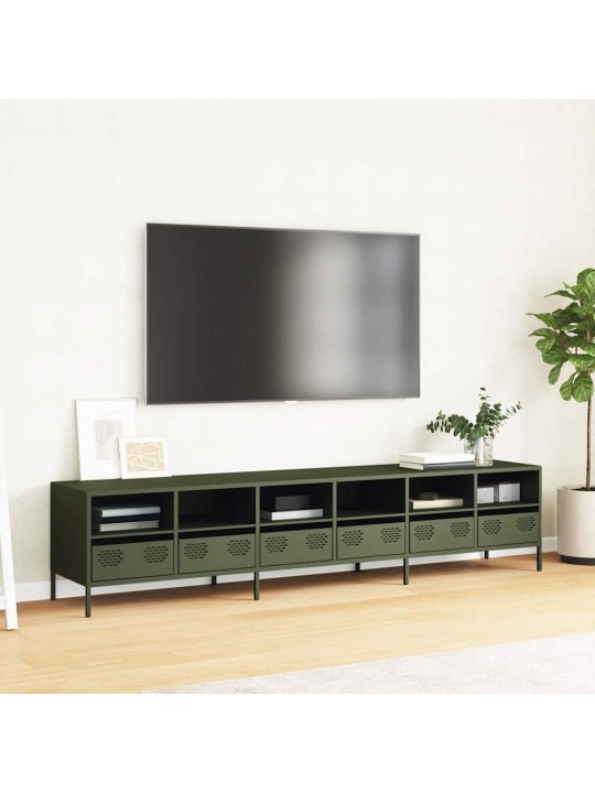 Tv kaappi oliivinvihreä 202x39x43,5 cm kylmävalssattu teräs