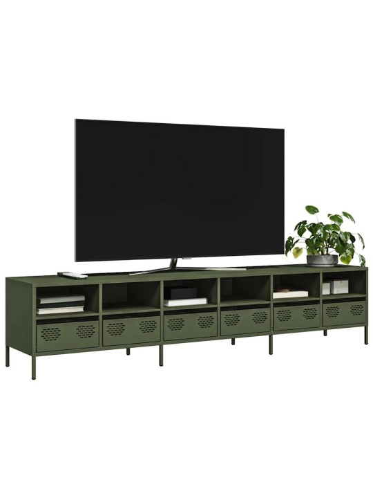 Tv kaappi oliivinvihreä 202x39x43,5 cm kylmävalssattu teräs