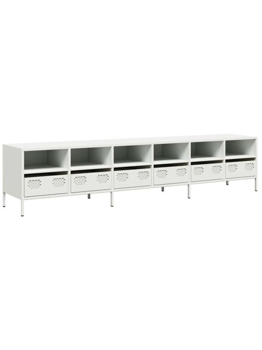 Tv kaappi valkoinen 202x39x43,5 cm kylmävalssattu teräs