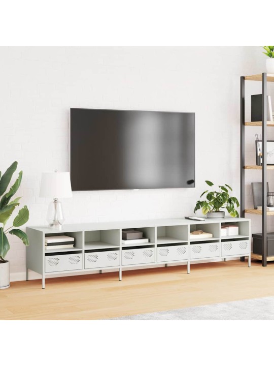 Tv kaappi valkoinen 202x39x43,5 cm kylmävalssattu teräs