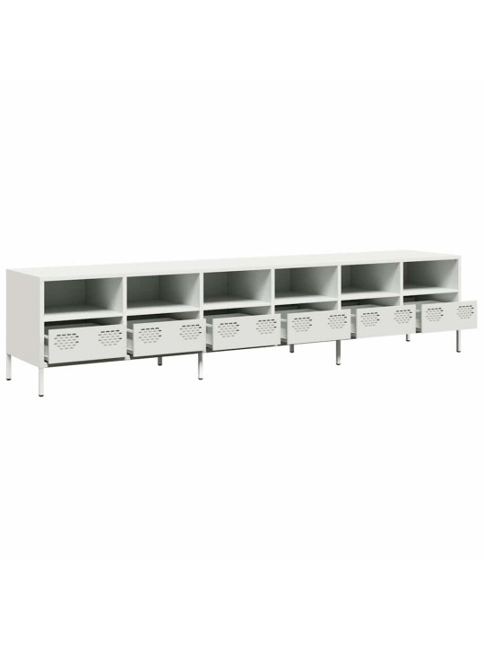 Tv kaappi valkoinen 202x39x43,5 cm kylmävalssattu teräs