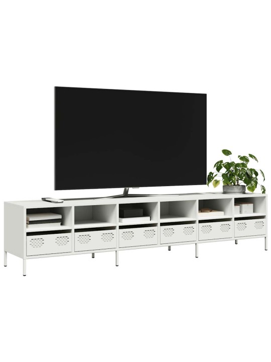 Tv kaappi valkoinen 202x39x43,5 cm kylmävalssattu teräs