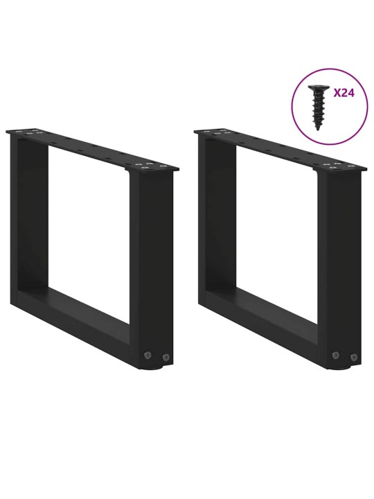 Sohvapöydän jalat u-muotoiset 2 kpl musta 50x(30-31) cm teräs