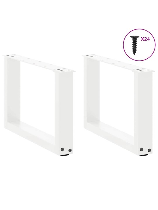 Sohvapöydän jalat u-muotoiset 2 kpl valkoinen 50x(30-31) cm teräs