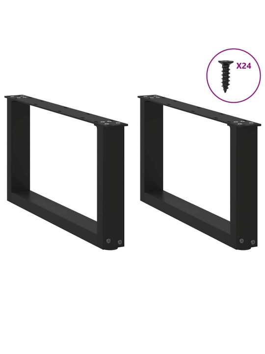 Sohvapöydän jalat u-muotoiset 2 kpl musta 60x(30-31) cm teräs
