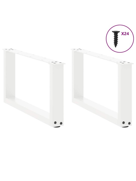 Sohvapöydän jalat u-muotoiset 2 kpl valkoinen 60x(30-31) cm teräs