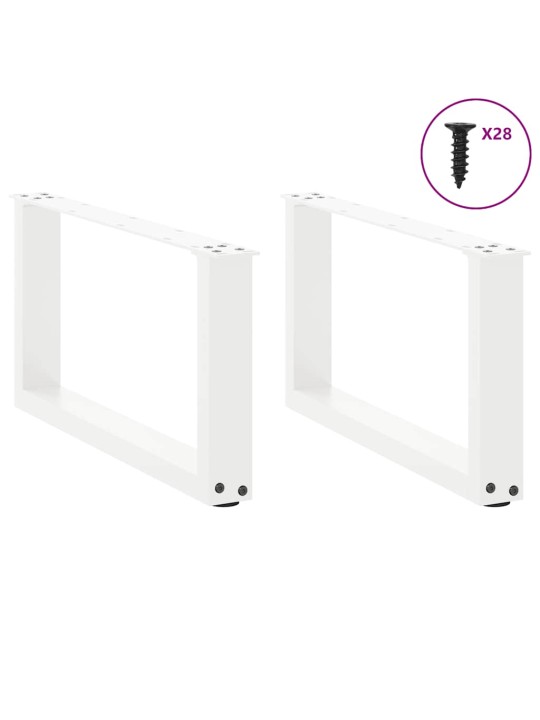 Sohvapöydän jalat u-muotoiset 2 kpl valkoinen 70x(30-31) cm teräs