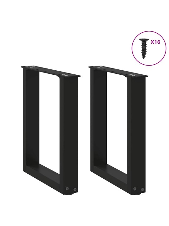 Sohvapöydän jalat u-muotoiset 2 kpl musta 28x(42-43) cm teräs