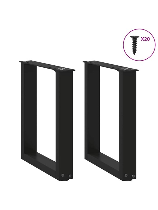 Sohvapöydän jalat u-muotoiset 2 kpl musta 38x(42-43) cm teräs