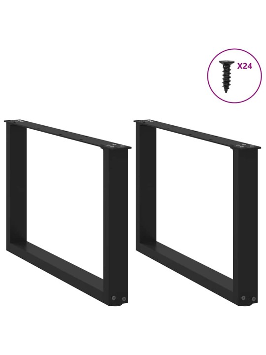 Sohvapöydän jalat u-muotoiset 2 kpl musta 60x(42-43) cm teräs