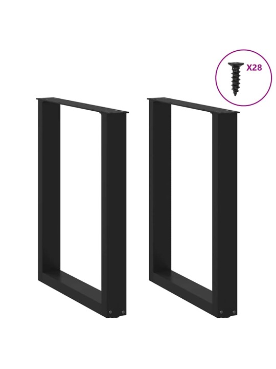 Ruokapöydän jalat u-muotoiset 2 kpl musta 70x(72-73) cm teräs