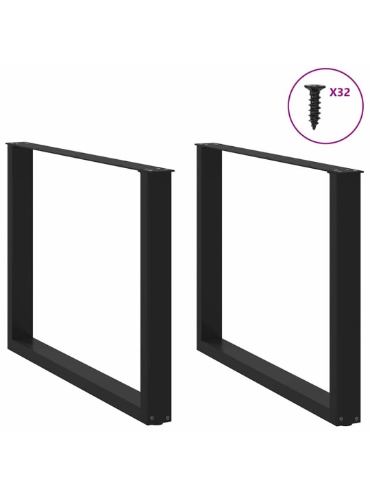 Ruokapöydän jalat u-muotoiset 2 kpl musta 100x(72-73) cm teräs