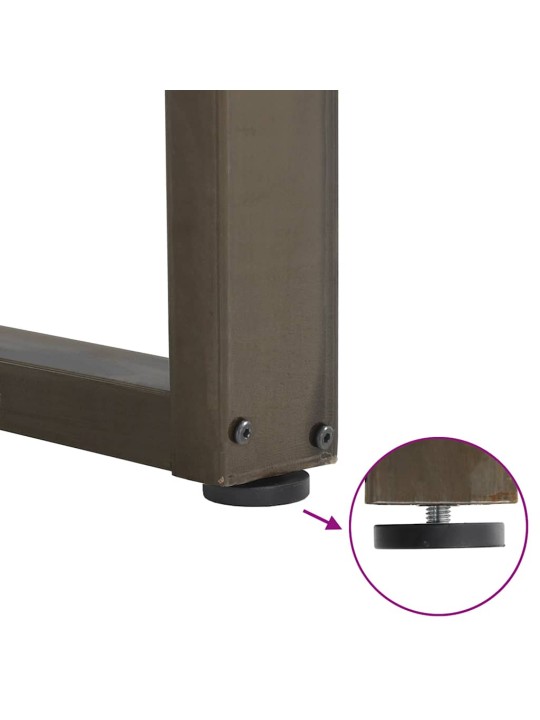 Ruokapöydän jalat u-muotoiset 3 kpl luonnonvärinen teräs 80x(72-73) cm teräs