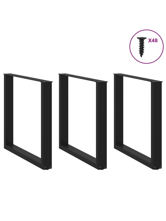 Ruokapöydän jalat u-muotoiset 3 kpl musta 90x(72-73) cm teräs