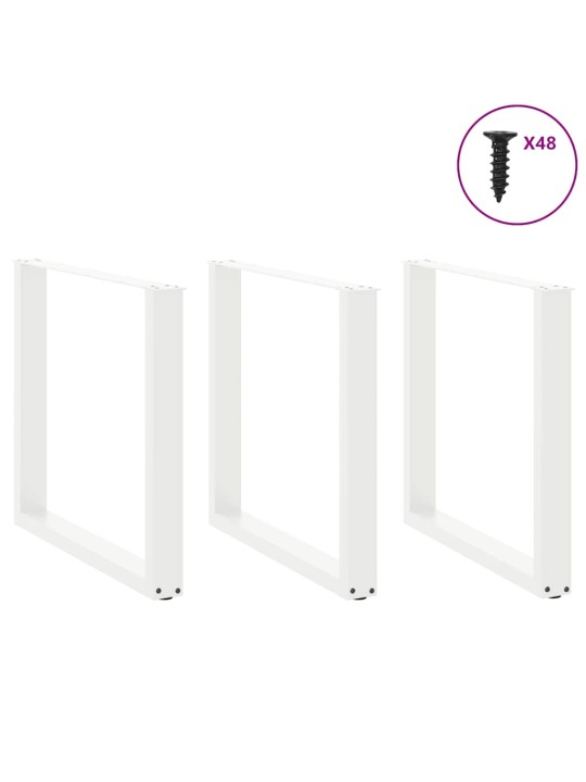 Ruokapöydän jalat u-muotoiset 3 kpl valkoinen 90x(72-73) cm teräs