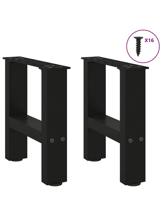 Sohvapöydän jalat mustat 2 kpl 30x(30-31) cm teräs