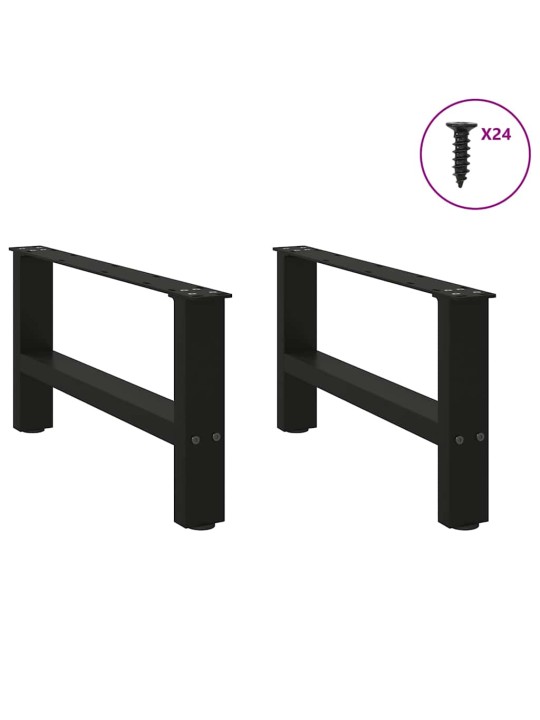 Sohvapöydän jalat mustat 2 kpl 60x(30-31) cm teräs