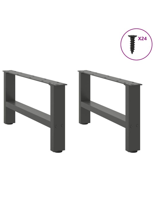 Sohvapöydän jalat antrasiitti 2 kpl 60x(30-31) cm teräs
