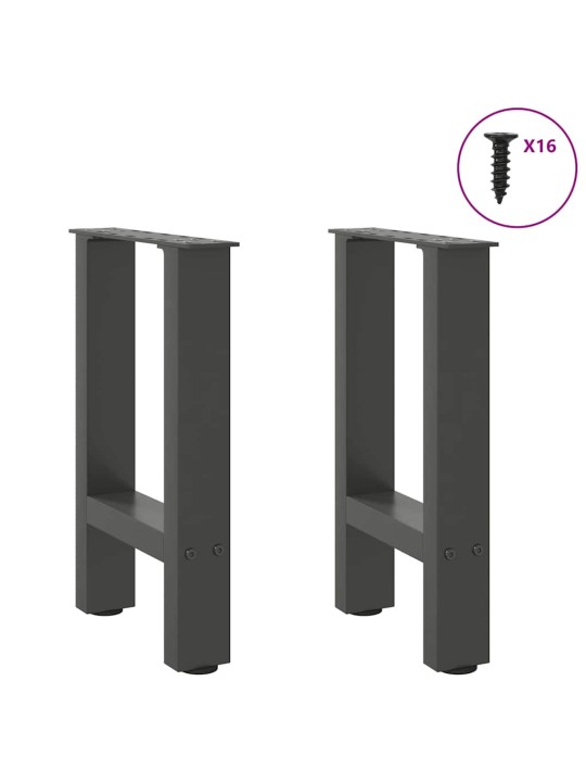 Sohvapöydän jalat antrasiitti 2 kpl 28x(42-43) cm teräs