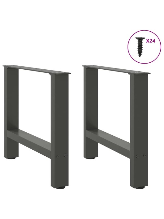 Sohvapöydän jalat antrasiitti 2 kpl 50x(42-43) cm teräs