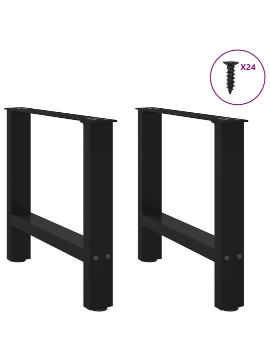 Sohvapöydän jalat mustat 2 kpl 60x(42-43) cm teräs