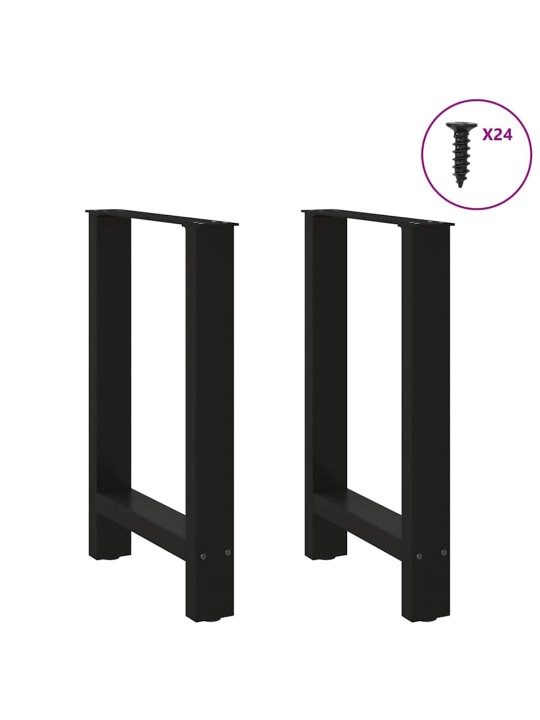 Ruokapöydän jalat mustat 2 kpl 50x(72-73) cm teräs