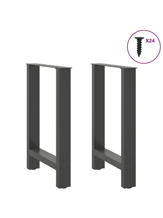 Ruokapöydän jalat antrasiitti 2 kpl 60x(72-73) cm teräs