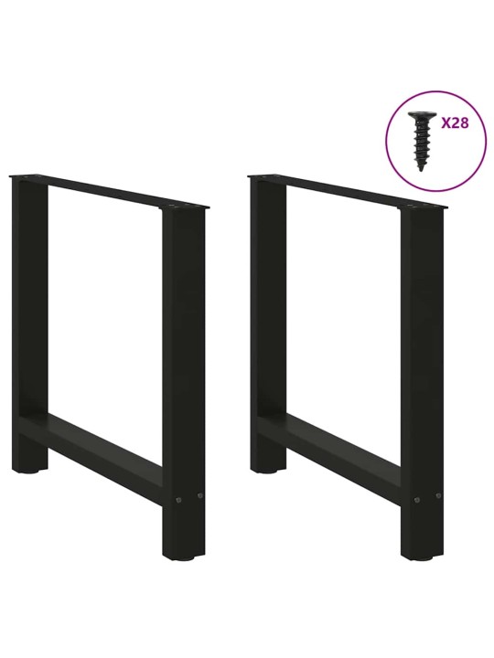 Ruokapöydän jalat mustat 2 kpl 70x(72-73) cm teräs