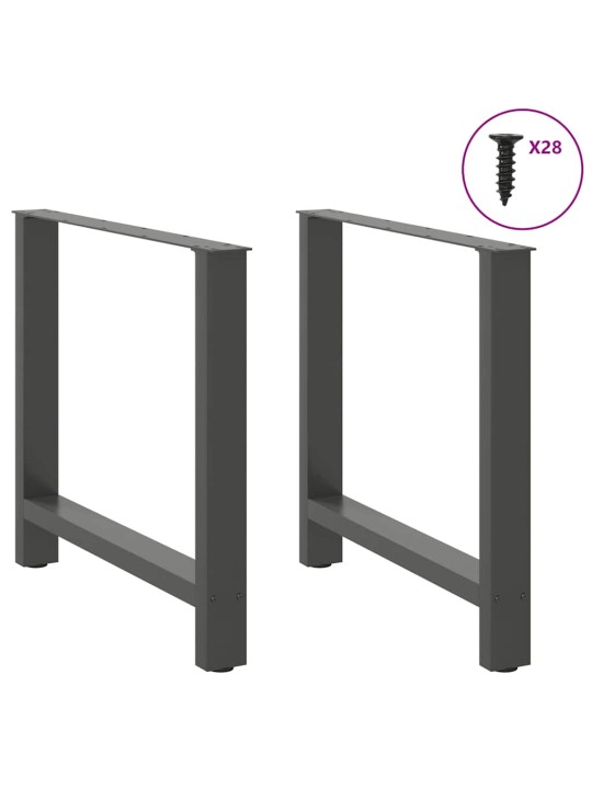 Ruokapöydän jalat antrasiitti 2 kpl 70x(72-73) cm teräs