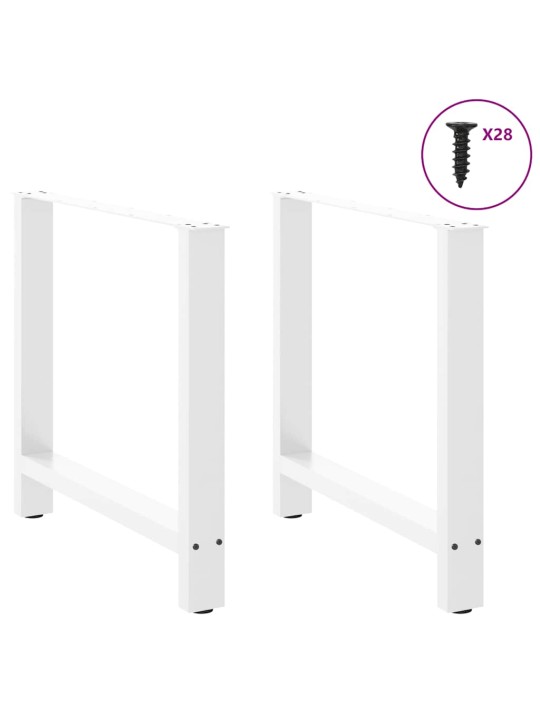 Ruokapöydän jalat valkoiset 2 kpl 80x(72-73) cm teräs