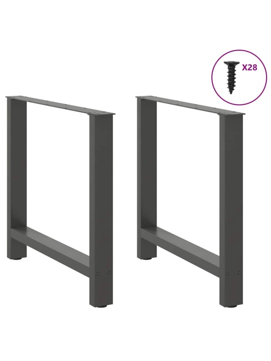 Ruokapöydän jalat antrasiitti 2 kpl 80x(72-73) cm teräs
