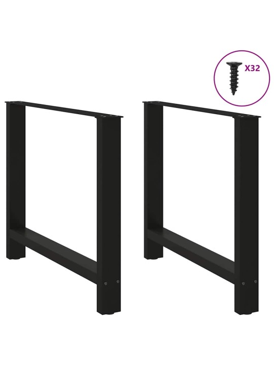 Ruokapöydän jalat mustat 2 kpl 90x(72-73) cm teräs